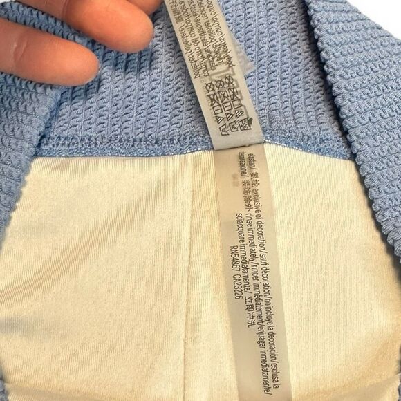 PINK VICTORIA’S SECRET Women’s Blue Crinkle High-Waist Shortie Bikini Bottom Siz - Picture 8 of 10